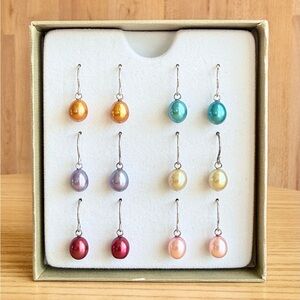 Honora pearl drop earrings - set of 6 pairs